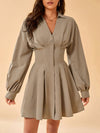 Chic & Elegant Coffee-Colored Long Sleeve Dress for Tall Women