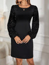 Sparkle and Shine: Ladies Slim Fit Sequin Lantern Sleeves Dress