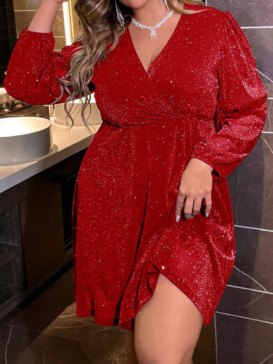 Illuminate the Season in Our Women's Plus Size Glitter Dress with Lantern Sleeves!

Experience the breathtaking fusion of high-octane glamour and sophisticated autumnal tailoring. This stunning glitter dress is meticulously designed for the woman who seeks a luminous, high-fashion silhouette—the ultimate centerpiece for prestigious fall galas, festive evening celebrations, and sophisticated twilight gatherings.

Luminous Glitter-Infused Fabric: Crafted from a premium, high-density knit with multidimensional