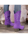 Stylish Western-Inspired Embroidered Mid-Calf Wedge Boots for Women