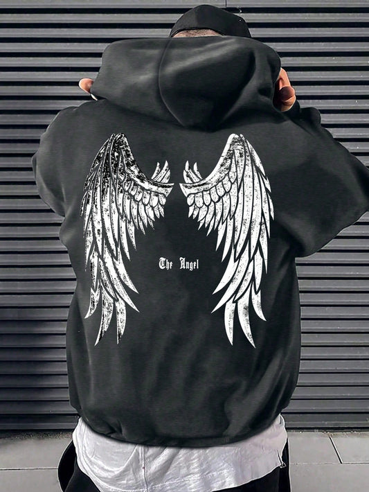 Introducing our Men's Casual Wings Letter Graphic Hoodie with Kangaroo Pocket, the perfect addition to any casual wardrobe. Made with a comfortable cotton blend, this hoodie features a stylish wing design and a convenient kangaroo pocket for storing small essentials. Stay cozy and stylish with our hoodie.