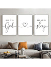 3 Piece Canvas Wall Art Set with "Give It To God And Go To Sleep" Slogan for Farmhouse Bedroom Decor