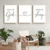 3 Piece Canvas Wall Art Set with "Give It To God And Go To Sleep" Slogan for Farmhouse Bedroom Decor