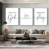 3 Piece Canvas Wall Art Set with "Give It To God And Go To Sleep" Slogan for Farmhouse Bedroom Decor