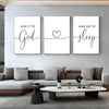 3 Piece Canvas Wall Art Set with "Give It To God And Go To Sleep" Slogan for Farmhouse Bedroom Decor