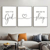 3 Piece Canvas Wall Art Set with "Give It To God And Go To Sleep" Slogan for Farmhouse Bedroom Decor