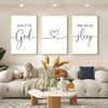 3 Piece Canvas Wall Art Set with "Give It To God And Go To Sleep" Slogan for Farmhouse Bedroom Decor