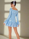 Sparkle and Shine: Enchanting Women's Dress with Sequin Patchwork and Ruffle Hem