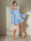 Sparkle and Shine: Enchanting Women's Dress with Sequin Patchwork and Ruffle Hem