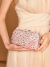 Elegance Redefined: Belle Luxury Flower Pattern Glitter Clutch Bag