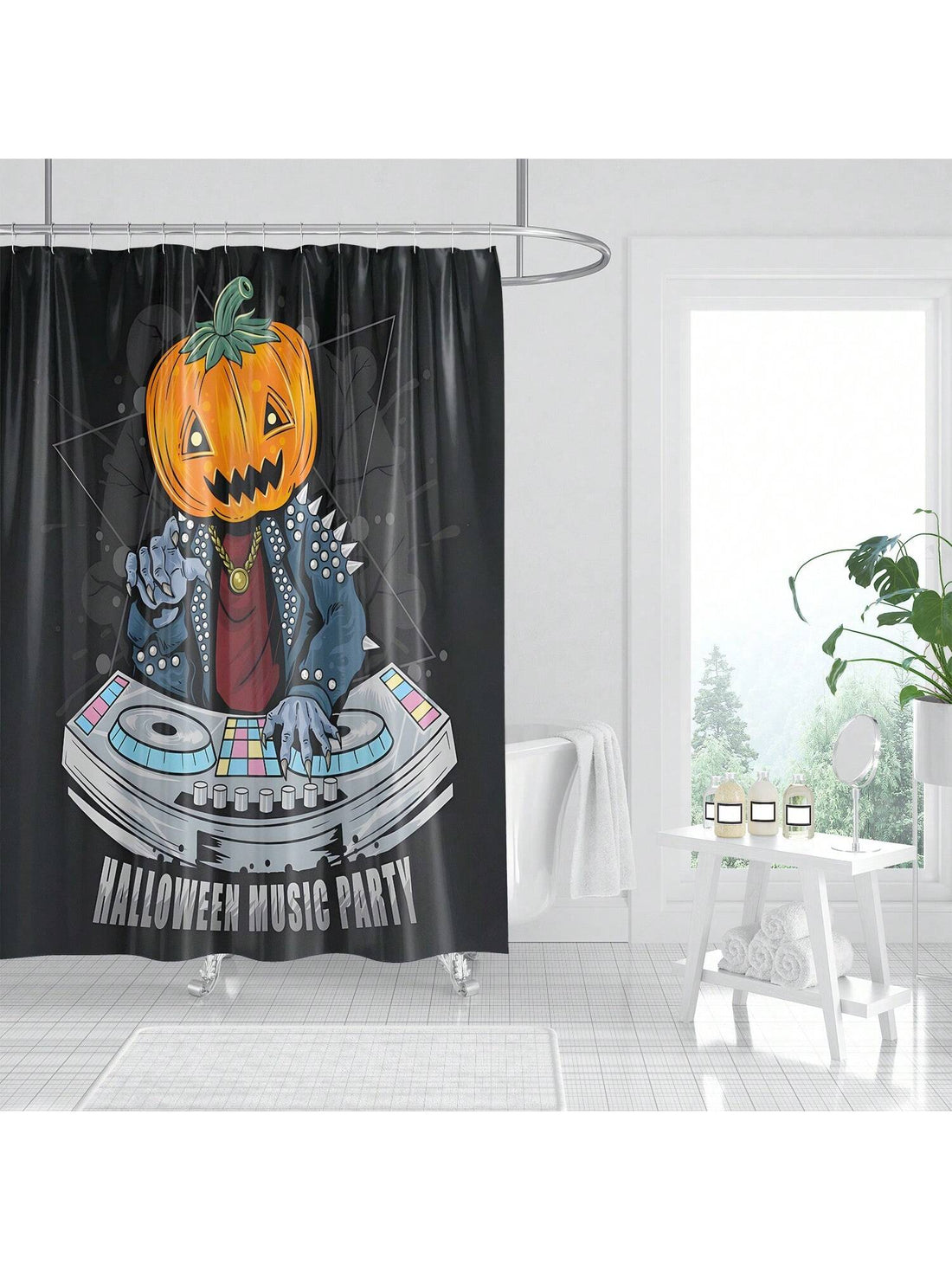 Elevate your bathroom decor with the Vintage Halloween Shower Curtain. Delight in the spooky music and pumpkin gothic design as you get ready for the day or prepare for bed. Made with high-quality materials, this curtain will add a touch of nostalgia to your daily routine.