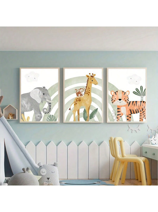 Enhance your child's room decor with our Colorful Animal Wall Art Set. Featuring vibrant colors and adorable animals, this set is sure to delight any young one. Made from high-quality materials, these pieces will add a playful touch to your child's space. Perfect for creating a fun and imaginative atmosphere.