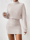 Chic Ribbed Turtleneck Midi Dress for Effortless Spring & Fall Style