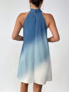 Chic Blue Gradient Halter Neck Dress for Spring Break