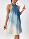 Chic Blue Gradient Halter Neck Dress for Spring Break