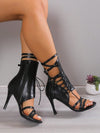 Roman Glamour: Cross-Strap Peep Toe High Heel Sandals with Fish Mouth Design