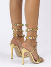 Sparkling Nights: Luxury Gold Rhinestone Stiletto Heels for Weddings and Parties