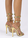 Sparkling Nights: Luxury Gold Rhinestone Stiletto Heels for Weddings and Parties