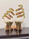 Sparkling Nights: Luxury Gold Rhinestone Stiletto Heels for Weddings and Parties