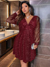 Fierce and Fabulous: Plus Size See-Through Sleeves V-Neck Evening Dress