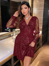 Fierce and Fabulous: Plus Size See-Through Sleeves V-Neck Evening Dress