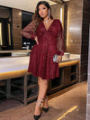 Fierce and Fabulous: Plus Size See-Through Sleeves V-Neck Evening Dress