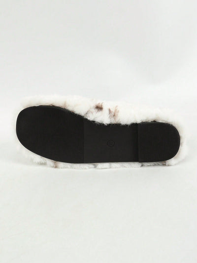 Diamond Buckle Bow Furry Women's Shoes - Chic and Cozy Comfort for Every Occasion