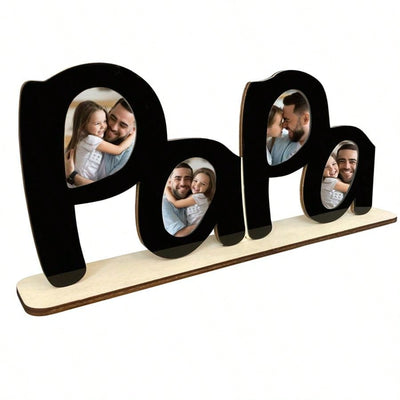 Dad's Pride: Wooden Alphabet Shaped Photo Frame - Perfect Father's Day Gift!