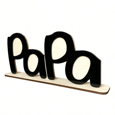 Dad's Pride: Wooden Alphabet Shaped Photo Frame - Perfect Father's Day Gift!