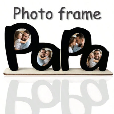 Dad's Pride: Wooden Alphabet Shaped Photo Frame - Perfect Father's Day Gift!