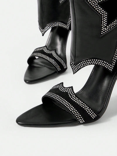 Sparkling Starstruck Sandal Boots: Stand Out with Rhinestone Glamour