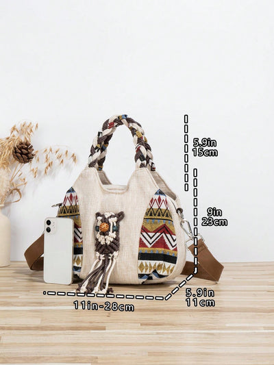 Bohemian Owl Handbag: Handmade Woven Crossbody Shoulder Bag