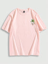 Street Life Men's Pink Coconut Tree Letter Print Short Sleeve T-Shirt