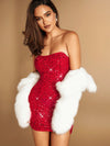 Sparkling Elegance: Split Hem Sequin Tube Bodycon Dress