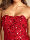 Sparkling Elegance: Split Hem Sequin Tube Bodycon Dress