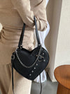 Rivet Embllelished Heart Shaped Cross Body Bag: A Punk Rock Festival Must-Have