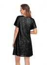 Glamorous Sequin V-Neck Dress with Flounce Sleeves