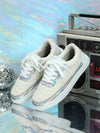 Sparkle into the New Year with White Shiny Silver Color-Spliced Sneakers - Perfect Christmas Gift for Women!