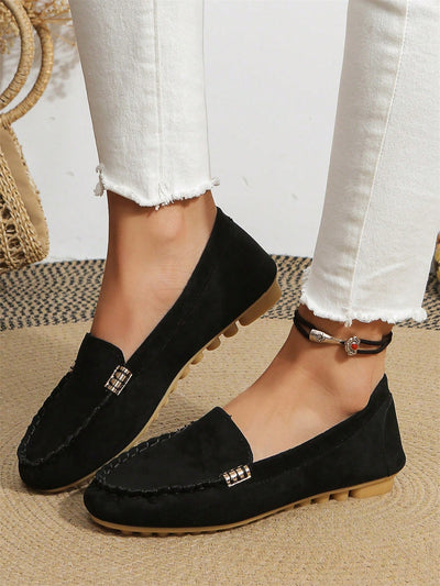 Women's British Style Slip-On Loafers: Non-Slip Driving Shoes for Pregnant Women