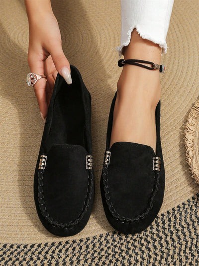 Women's British Style Slip-On Loafers: Non-Slip Driving Shoes for Pregnant Women