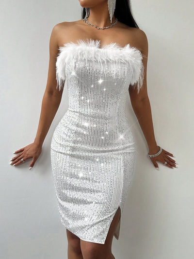 Glamour Galore Sequin Split Dress