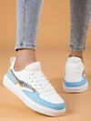 Two-Tone Lace-Up Sporty Sneakers: Colorblock Front Skate Shoes for Women