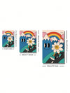 Whimsical Trio: Set of 3 Flower Rainbow Cartoon Posters for Modern Home Decor