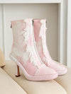 Denim Dream: Women's Platform Stiletto Mid-Calf Wedding Boots