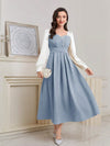 Sparkling Elegance: Women's Color Block Sequin Puff Sleeve Dress