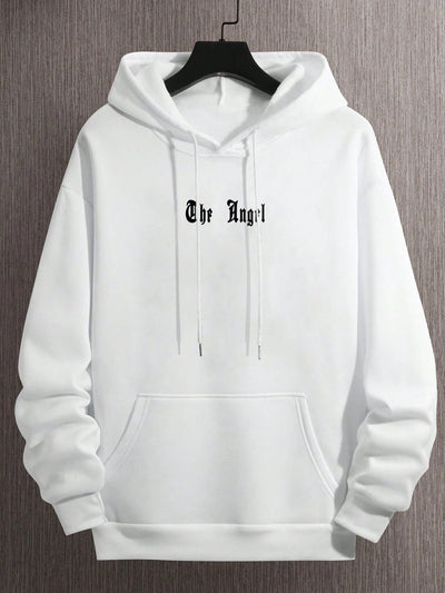 Men's Casual Wings Letter Graphic Hoodie with Kangaroo Pocket