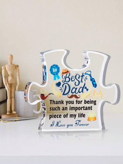 Father's Day Puzzle Shaped Acrylic Plaque: A Unique Gift for New Dads and Stepdads