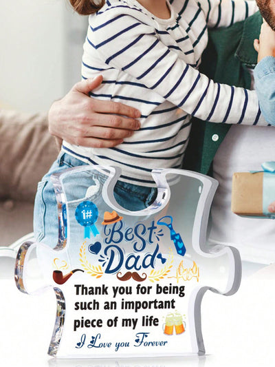 Father's Day Puzzle Shaped Acrylic Plaque: A Unique Gift for New Dads and Stepdads