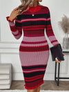 A Perfect Blend of Style and Comfort with Striped Pattern Sweater Bodycon Dress