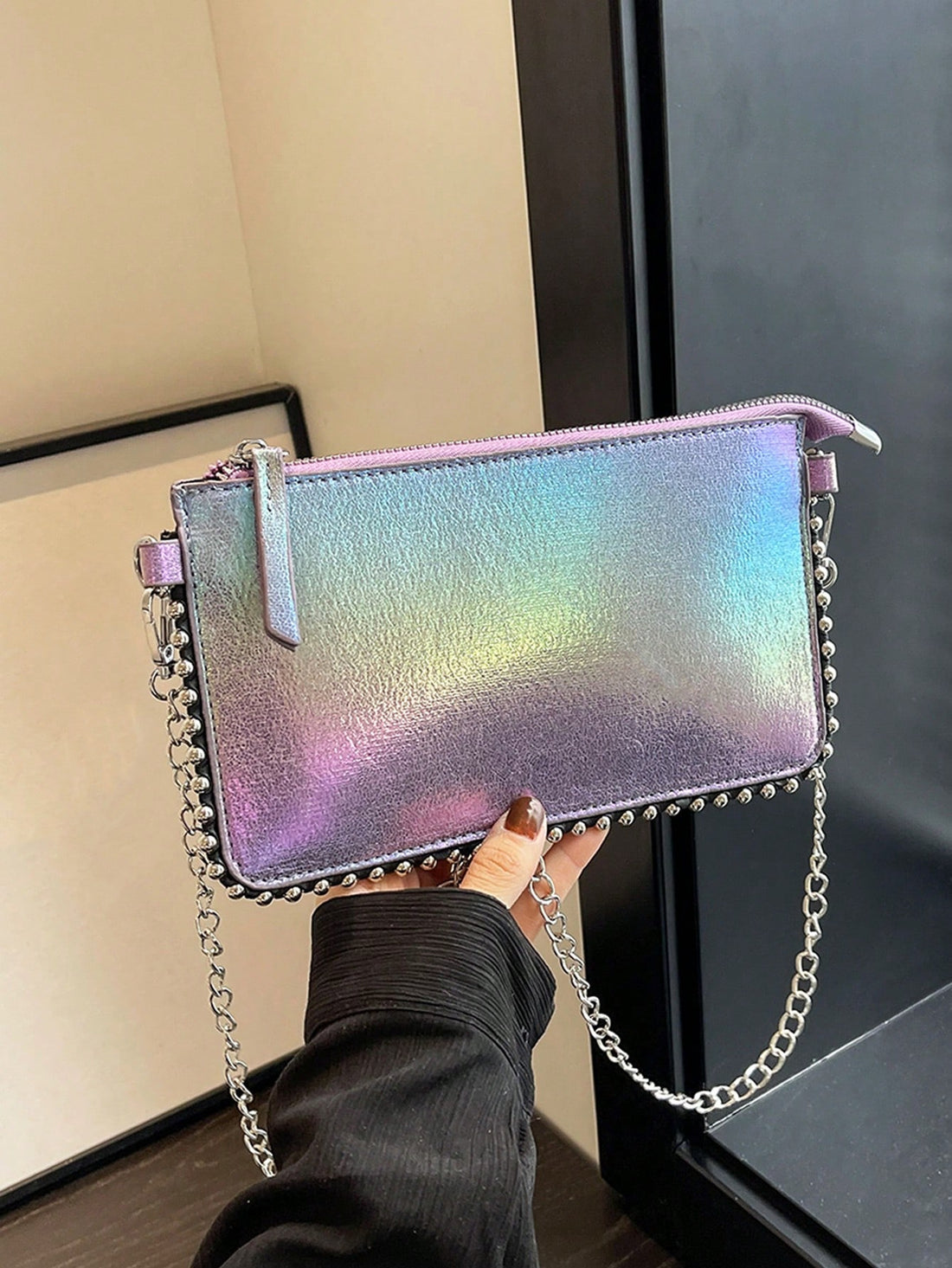 Vintage Colorful Beaded Chain Patchwork Crossbody Bag: Perfect Party Envelope Clutch